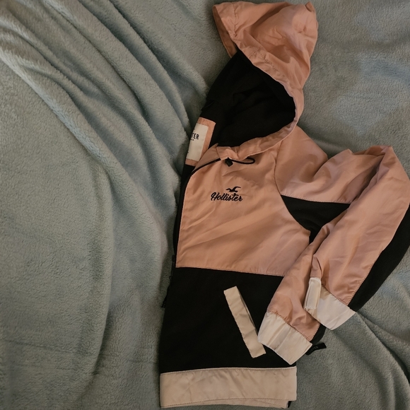 Pink and Black Windbreaker Jacket by Hollister - Picture 2 of 12